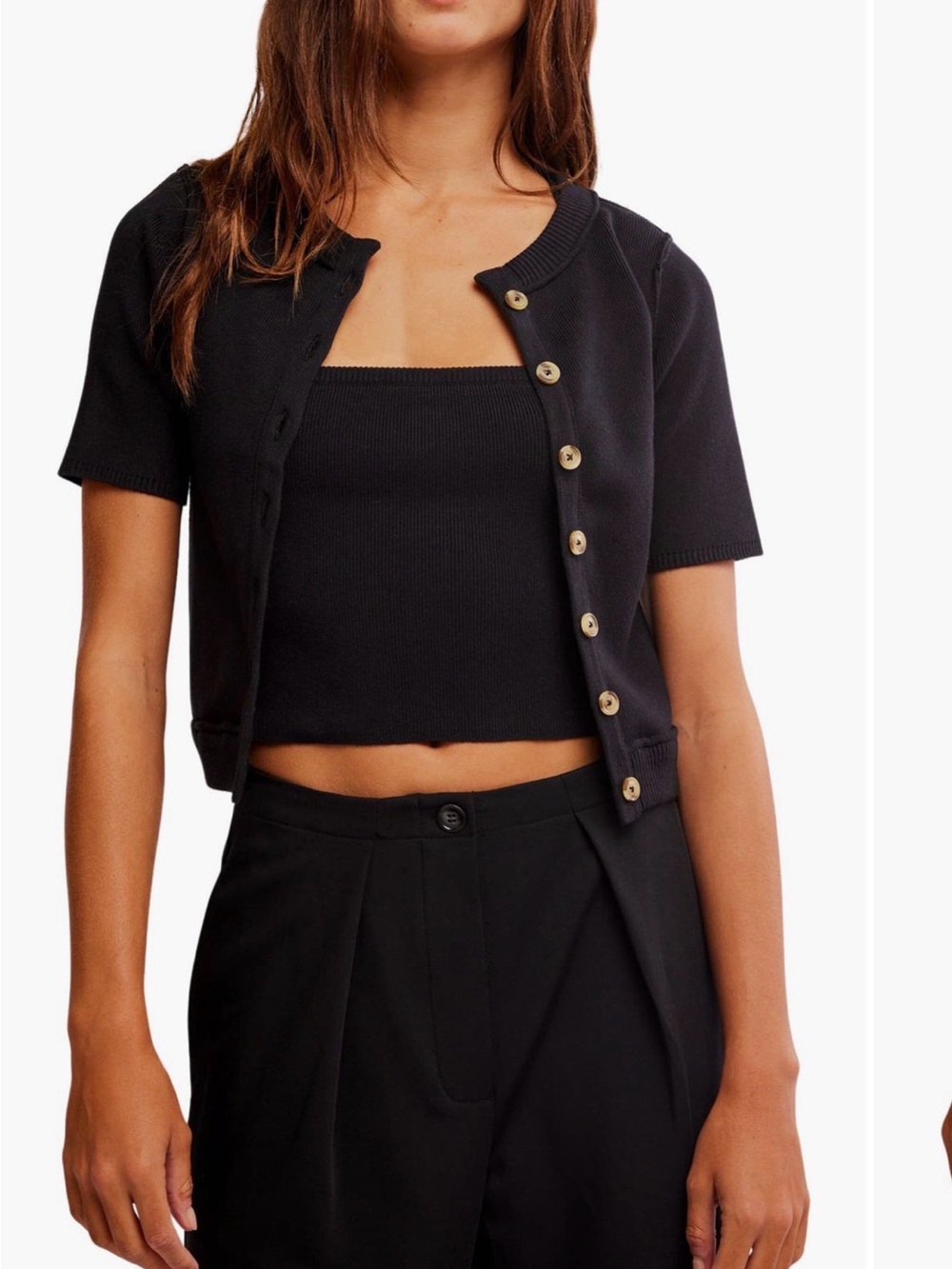 We The Free Black Short-Sleeve Cardigan Set - medium